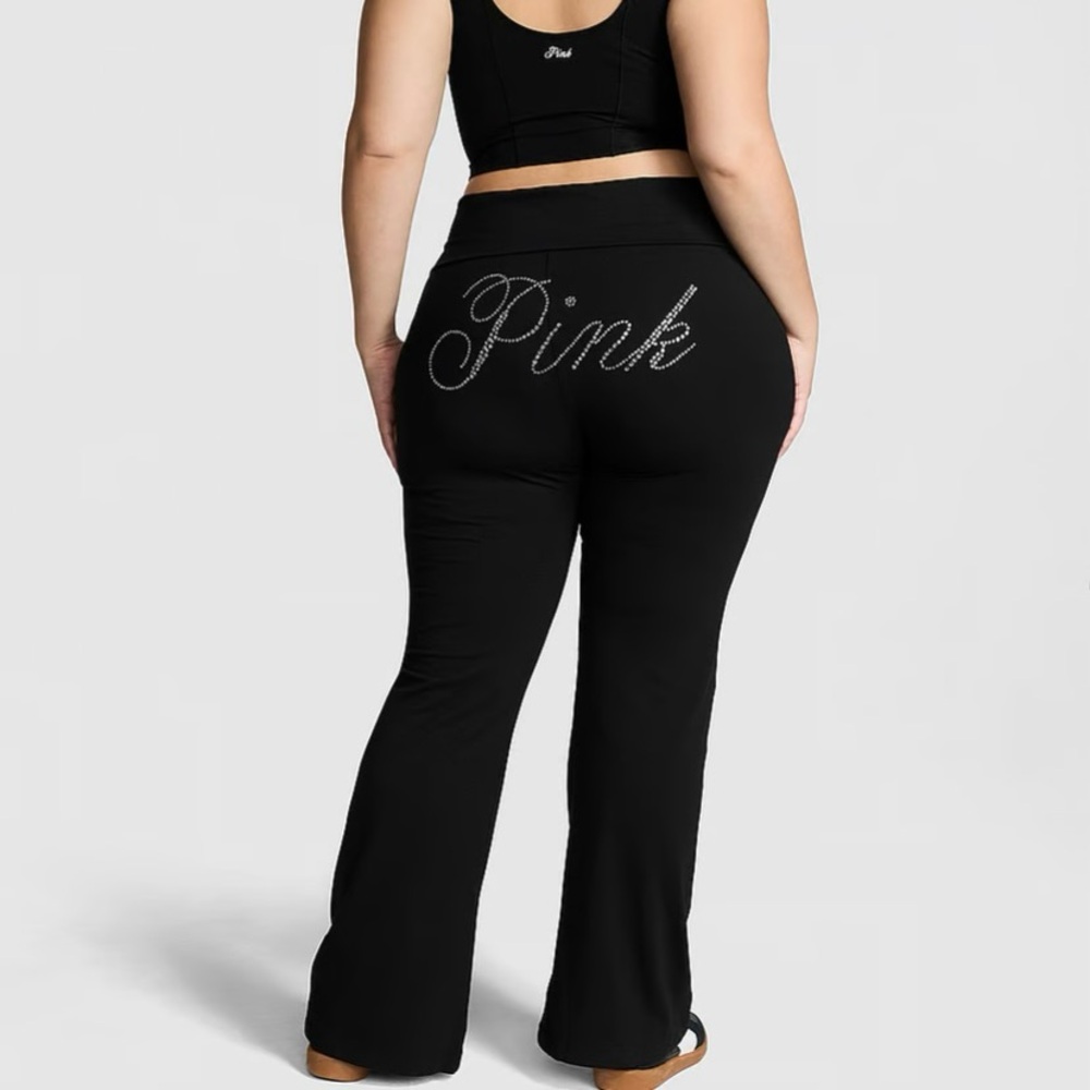 Fold over cotton flare leggings
